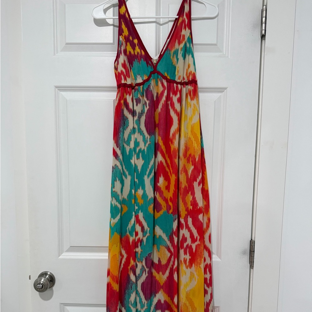Chord multi color Satin maxi Dress